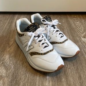 New Balance Women's White and Leopard Sneakers